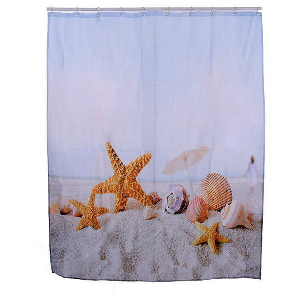 SPA Waterproof Shower Curtain Bathroom Decor Jasmine Flower Decorations Green Bamboos / Fall Trees / Star Fish Sea Shell