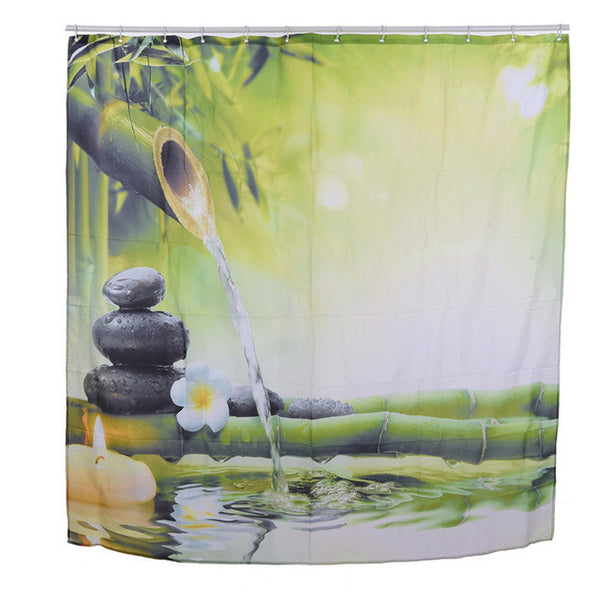 SPA Waterproof Shower Curtain Bathroom Decor Jasmine Flower Decorations Green Bamboos / Fall Trees / Star Fish Sea Shell