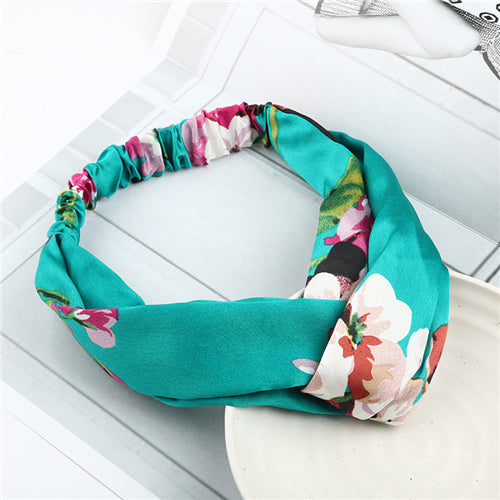 Bohemian Style Elastic Headbands Boho Cross Floral Turban Girls Flower Hairbands Striped Headwrap Hair Accessories For Women