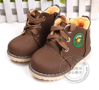 2017 new children's snow boots warm shoes for boys and girls thick cotton-padded ace-up boots comfort baby shoes Size 21-30