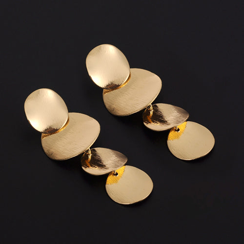 Yhpup Europe and America Exaggerate Metal Big Round Gold Leaf Square Water Drop Women Party Cheap Earrings Bridesmaid Gift