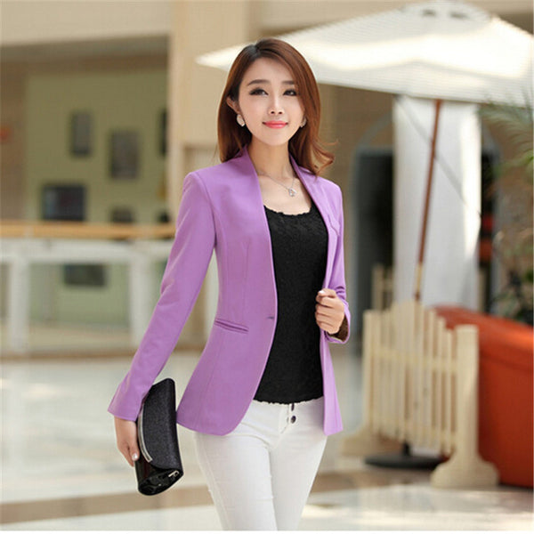 Autumn Women Blazers And Jackets Candy Color Jacket Long Sleeve Slim Suit One Button Women Jacket big Size S-2XL Blazer C1776