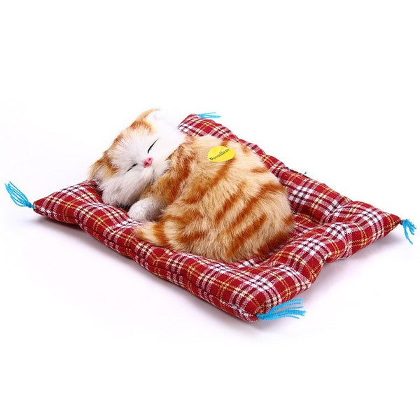 Lovely Simulation Animal Doll Plush Sleeping Cats Toy with Sound Kids Toy Birthday Gift Doll Decorations stuffed toys kidstime