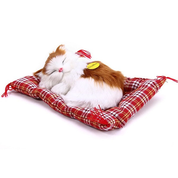Lovely Simulation Animal Doll Plush Sleeping Cats Toy with Sound Kids Toy Birthday Gift Doll Decorations stuffed toys kidstime
