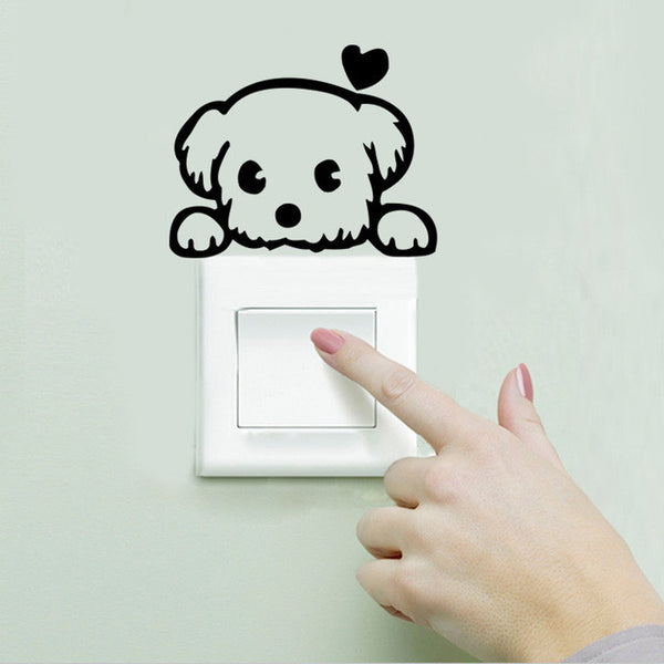 DIY Funny Cute Black Cat Dog Rat Mouse Animls Switch Decal Wall Stickers Home Decals Bedroom Kids Room Light Parlor Decor