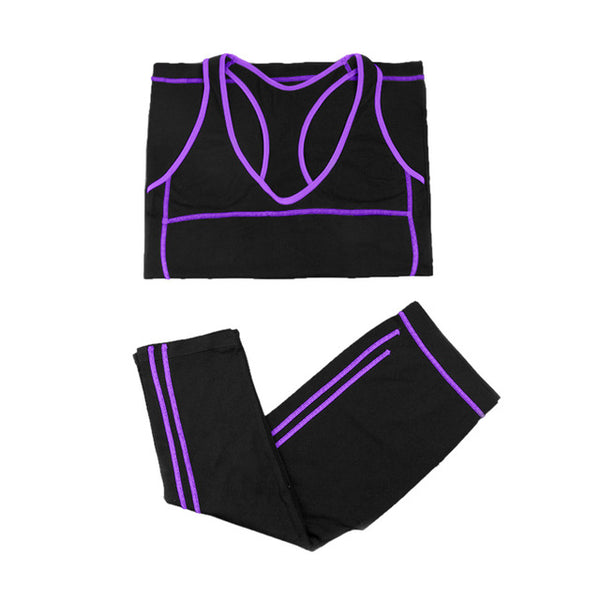 Vertvie 2 Pieces Women Yoga Set Crop Top Shirts + Skinny Legging Capri Pants Sports Sets Gym Running Clothing Fot Women Fitness