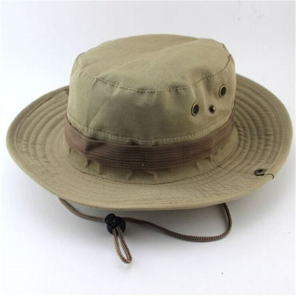 Camouflage Bucket Hats Wide Brim Sun Cap Ripstop Camo Fishing Hunting Hiking Men Safari Summer Jungle with String Boonie Hat