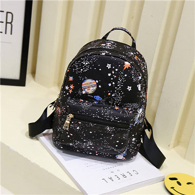 Fashion Star Universe Space Printing Backpack Black School Bags For Teenage Girls Small Backpack Women Leather Mochila Escolar