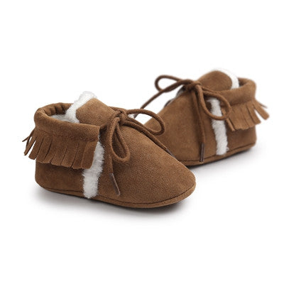Baby Boy Girl Moccasins Moccs Shoes First Walkers Bebe Fringe Soft Soled Non-slip Footwear Crib Shoes PU Suede Leather Newborn