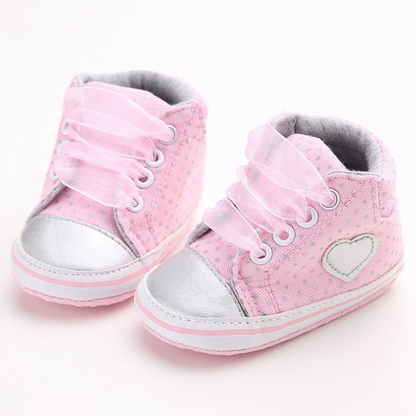 Lovely Baby Sneakers Newborn Baby Crib Shoes Girls Toddler Laces Soft Sole Shoes
