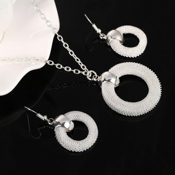 Fashion Silver Jewelry Sets Pendant & Necklaces Drop Earrings For Women Sets Free Shipping Jewelry Sets Wedding Party Set