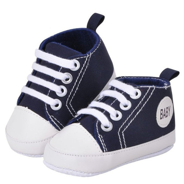 Baby Boy Shoes Newborn Kids Toddlers Canvas Cotton Crib Shoes Lace Up Casual Shoes Prewalker First Walkers