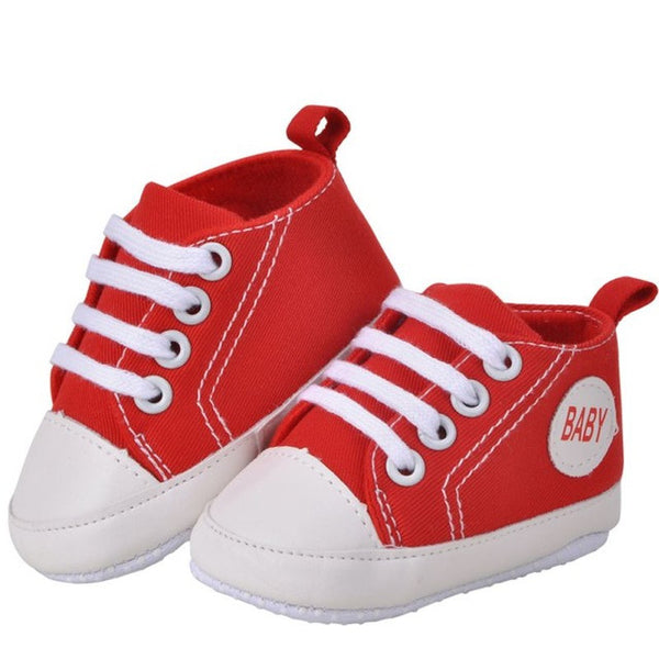 Baby Boy Shoes Newborn Kids Toddlers Canvas Cotton Crib Shoes Lace Up Casual Shoes Prewalker First Walkers