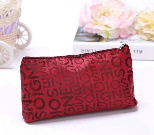 Women Portable Cosmetic Bag Fashion Beauty Zipper Travel Make Up Bag Letter Makeup Case Pouch Toiletry Organizer Holder