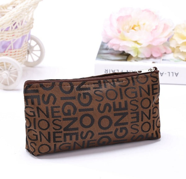 Women Portable Cosmetic Bag Fashion Beauty Zipper Travel Make Up Bag Letter Makeup Case Pouch Toiletry Organizer Holder