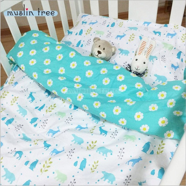 Free shipp 3 Pcs 100%Cotton Crib Bed Linen Kit Cartoon Baby Bedding Set Includes Pillowcase Bed Sheet Duvet Cover Without Filler