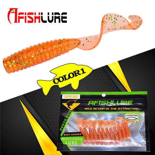 24pcs/lot Afishlure 45mm 1.2g curly tail grub artificial Panfish Crappie Bream Trout crankbait soft bait fishing lure