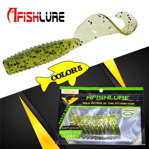 24pcs/lot Afishlure 45mm 1.2g curly tail grub artificial Panfish Crappie Bream Trout crankbait soft bait fishing lure