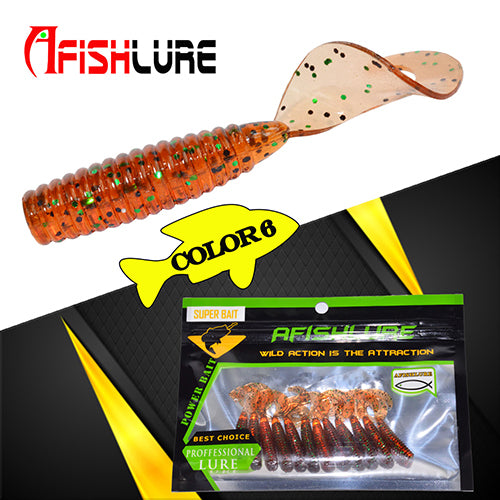 24pcs/lot Afishlure 45mm 1.2g curly tail grub artificial Panfish Crappie Bream Trout crankbait soft bait fishing lure