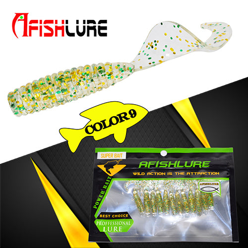 24pcs/lot Afishlure 45mm 1.2g curly tail grub artificial Panfish Crappie Bream Trout crankbait soft bait fishing lure