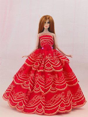 2017 New handmake wedding Dress  Fashion  Clothing Gown For Barbie doll Free shipping