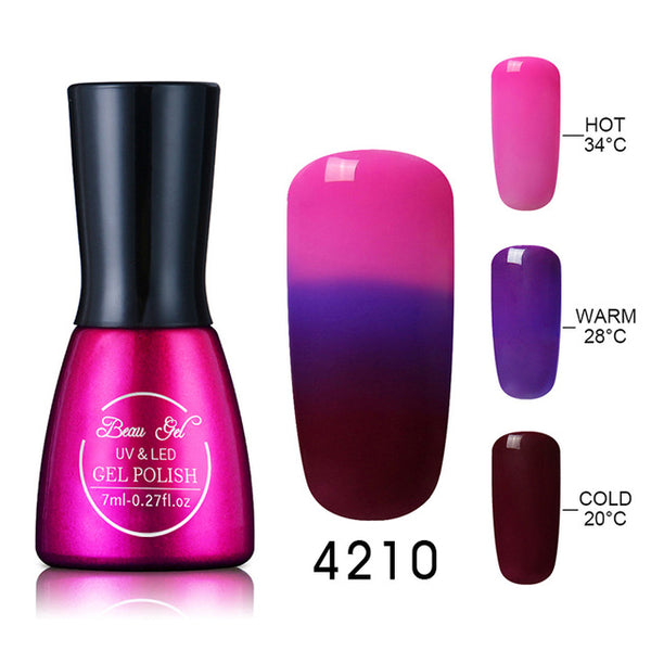 Beau Gel UV Nails Polish Gel 7ml Temperature Color Changing Gel Polish Professional Soak Off Thermal Gel Lak Gelpolish