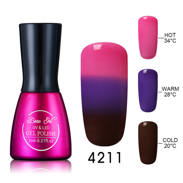 Beau Gel UV Nails Polish Gel 7ml Temperature Color Changing Gel Polish Professional Soak Off Thermal Gel Lak Gelpolish