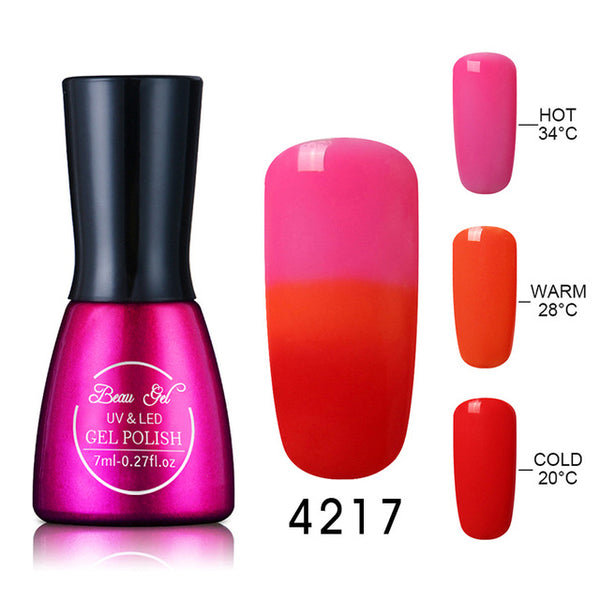 Beau Gel UV Nails Polish Gel 7ml Temperature Color Changing Gel Polish Professional Soak Off Thermal Gel Lak Gelpolish