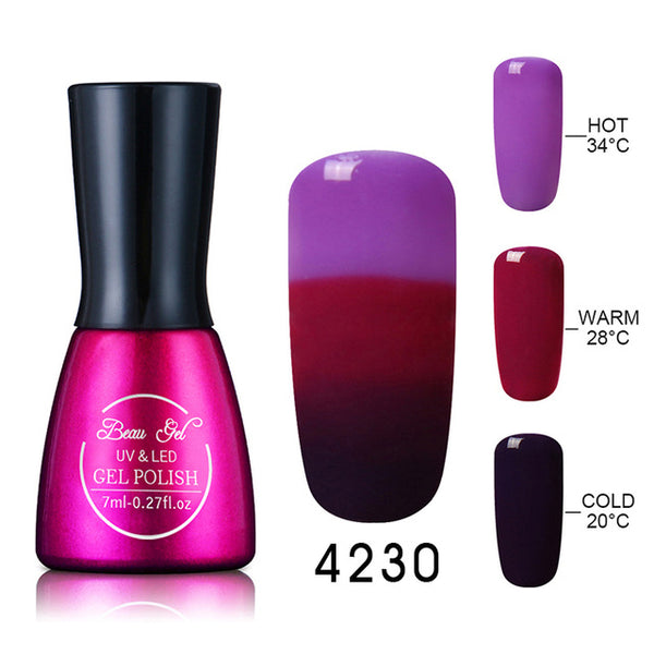 Beau Gel UV Nails Polish Gel 7ml Temperature Color Changing Gel Polish Professional Soak Off Thermal Gel Lak Gelpolish