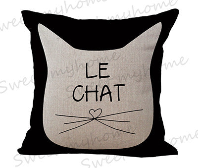 Miracille Square Cotton Linen Black Climbing Cat Animals Printed Decorative Throw Pillows Home Decor Cushion For Sofas No Core