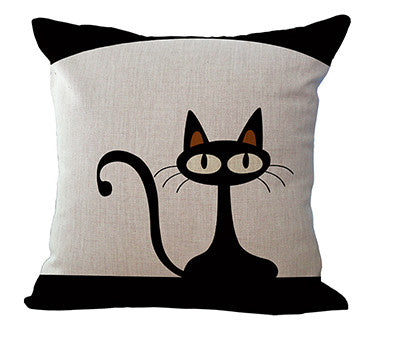 Miracille Square Cotton Linen Black Climbing Cat Animals Printed Decorative Throw Pillows Home Decor Cushion For Sofas No Core