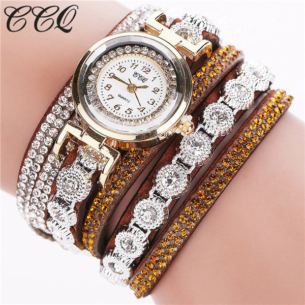 CCQ Brand Fashion Luxury Rhinestone Bracelet Watch Ladies Quartz Watch Casual Women Wristwatch Relogio Feminino C43