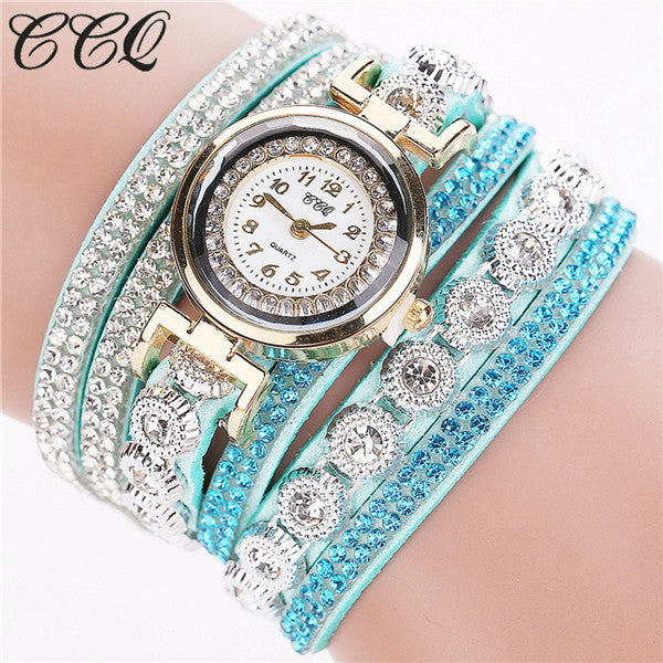 CCQ Brand Fashion Luxury Rhinestone Bracelet Watch Ladies Quartz Watch Casual Women Wristwatch Relogio Feminino C43
