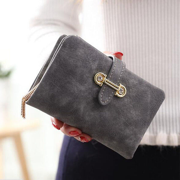 Wallet women card holder female wallet women luxury brand organizador women's purse clip Vintage Matte Hasp Suede pendant wallet