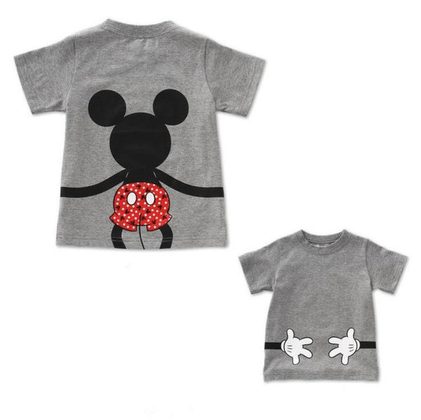 Family Matching Clothes 2016 Summer Short Cartoon Mickey T shirt For Mother and Daughter Father Son Family Look Outfits Clothing