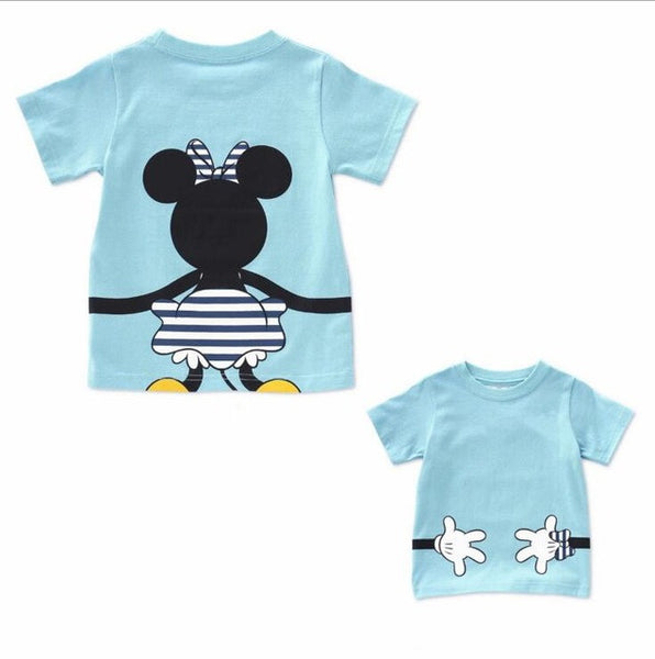 Family Matching Clothes 2016 Summer Short Cartoon Mickey T shirt For Mother and Daughter Father Son Family Look Outfits Clothing