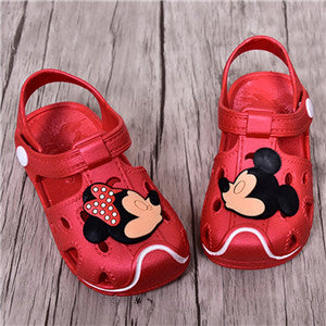 Mickey & Minnie Children'S Sandals Slippers 2016 Summer Boys Girls Sandals Children Hole Shoes Slip Sandals Beach Sandals Soft