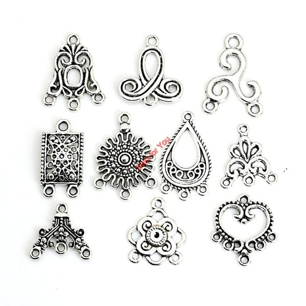 Mixed Connector Charms Antique Silver Plated Pendants for Jewelry Making Accessories Craft DIY Handmade Jewelry Findings