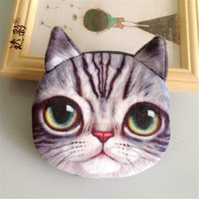 3D girl wallet bag ladies face zipper mini cat coin purses dog children's purse plush bolsa de moeda coins pouch monedero gato