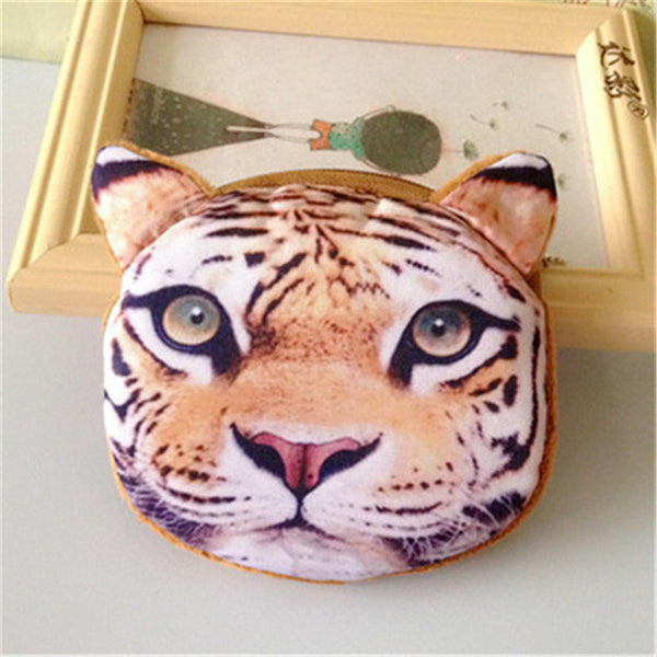 3D girl wallet bag ladies face zipper mini cat coin purses dog children's purse plush bolsa de moeda coins pouch monedero gato