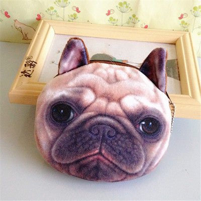 3D girl wallet bag ladies face zipper mini cat coin purses dog children's purse plush bolsa de moeda coins pouch monedero gato