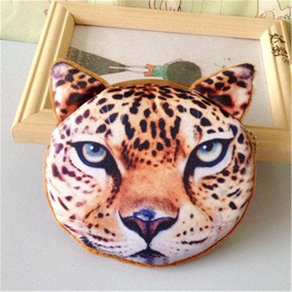 3D girl wallet bag ladies face zipper mini cat coin purses dog children's purse plush bolsa de moeda coins pouch monedero gato