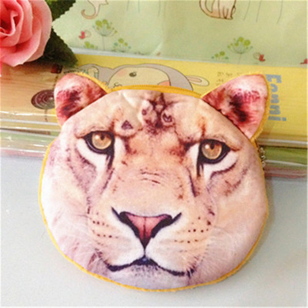 3D girl wallet bag ladies face zipper mini cat coin purses dog children's purse plush bolsa de moeda coins pouch monedero gato