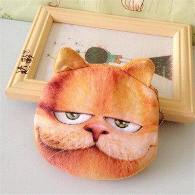 3D girl wallet bag ladies face zipper mini cat coin purses dog children's purse plush bolsa de moeda coins pouch monedero gato