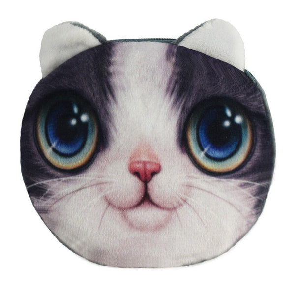 2017 New Cartoon Coin Wallet For Children 3D Cute Cat Face Coin Purse Female Money Storage Pouch Women Zipper Coin Bag