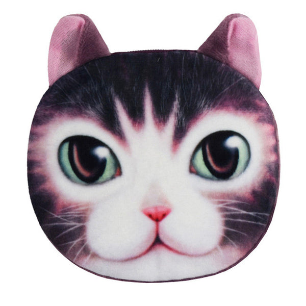 2017 New Cartoon Coin Wallet For Children 3D Cute Cat Face Coin Purse Female Money Storage Pouch Women Zipper Coin Bag