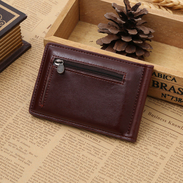 New Classic Fashion Men Dollar Clip Black Coffee Bright Leather 2 Folds Style Money Clips Clamp With Coin Pocket Free Shipping
