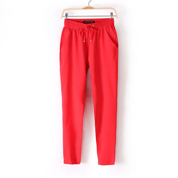 Fashion casual breathable Chiffon haroun pants 7colors Women's summer loose Elastic Waist trousers slacks personality