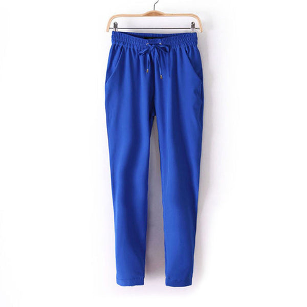 Fashion casual breathable Chiffon haroun pants 7colors Women's summer loose Elastic Waist trousers slacks personality