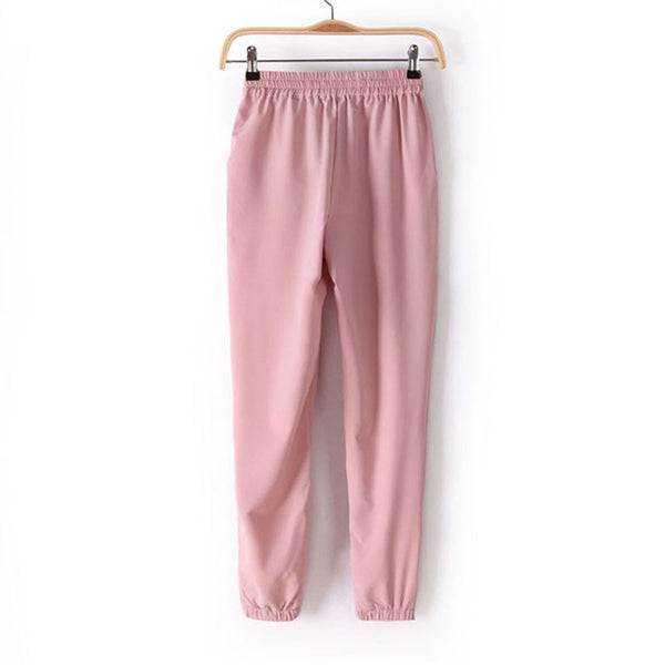 Fashion casual breathable Chiffon haroun pants 7colors Women's summer loose Elastic Waist trousers slacks personality